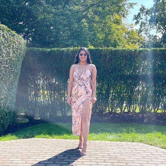 KATIE MAY Pink Floral Strapless Sleeveless Come On Home Midi Dress Size 0 - Picture 12 of 15